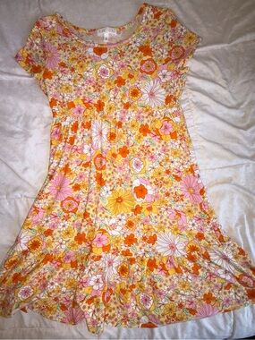 Planet Gold Women’s Yellow Floral Print Summer Dress L